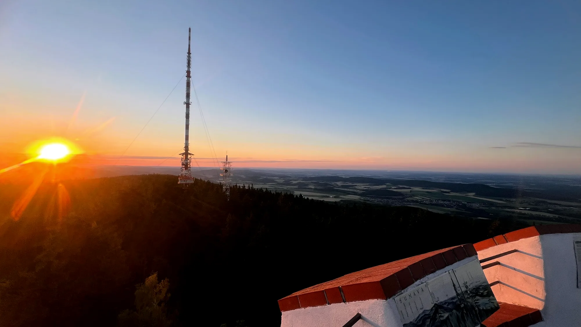 Rozhledna Kleť při západu slunce